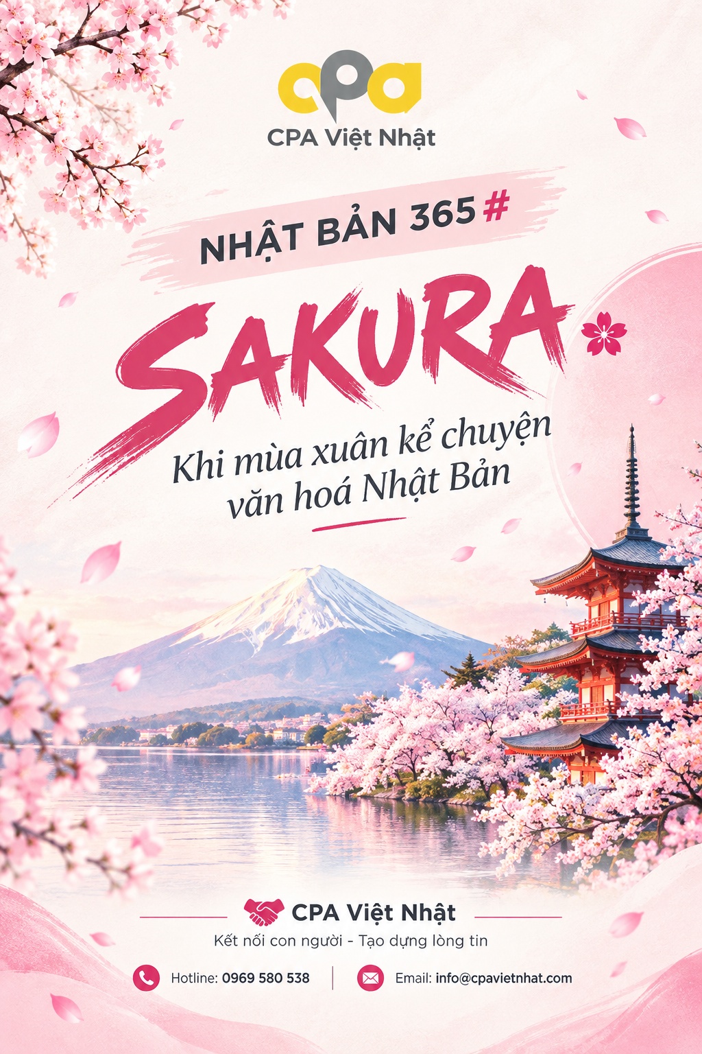 sakura japan travel poster
