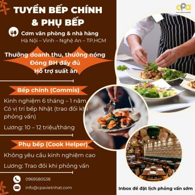 TUYỂN PHỤ BẾP &amp; BẾP CH&Iacute;NH